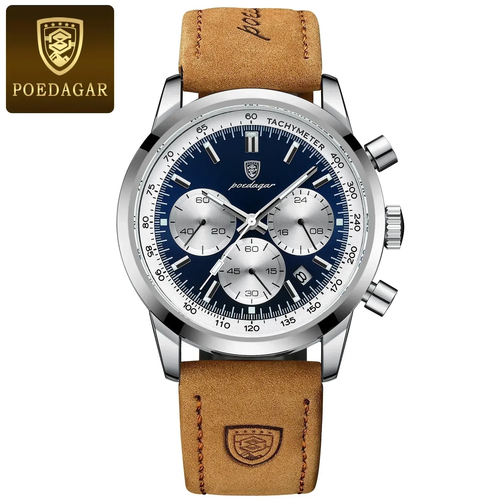 Men's Luxury Leather Strap Chronograph Watch – view 8