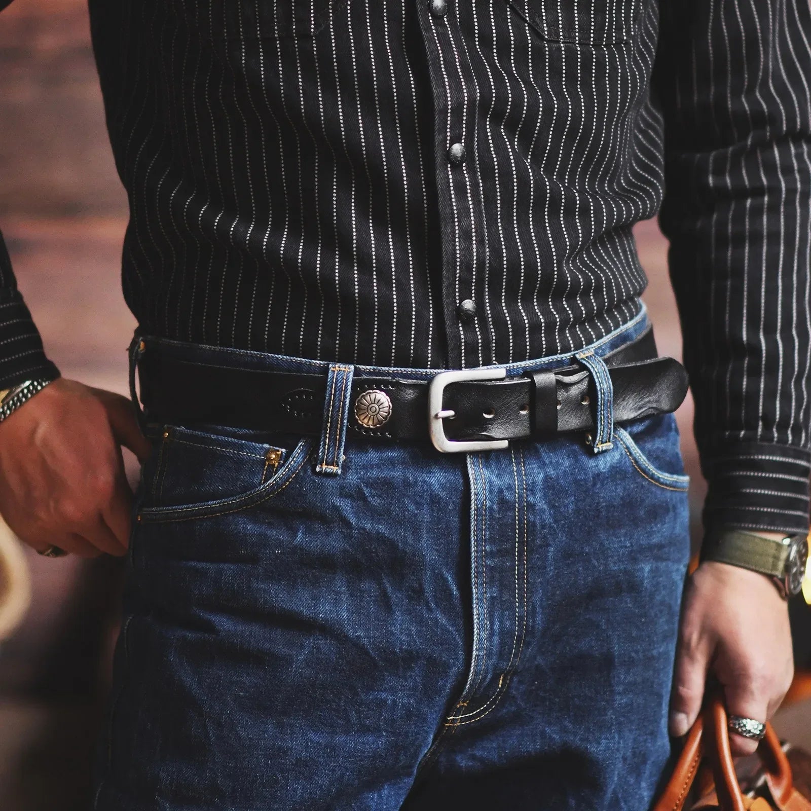 Men's Handcrafted Leather Western Belt – view 6