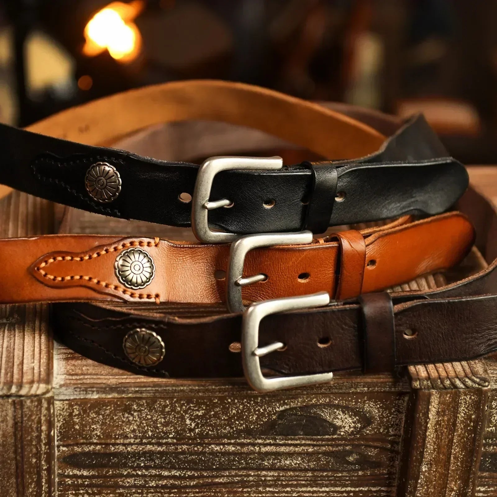 Men's Handcrafted Leather Western Belt – view 4