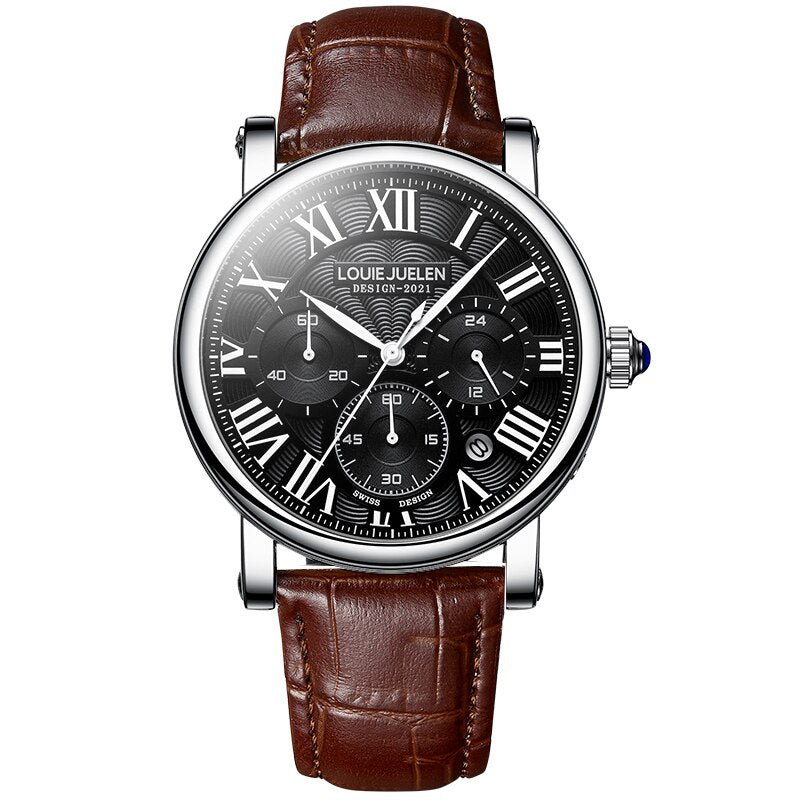Executive Classic Men's Automatic Leather Strap Watch – view 3