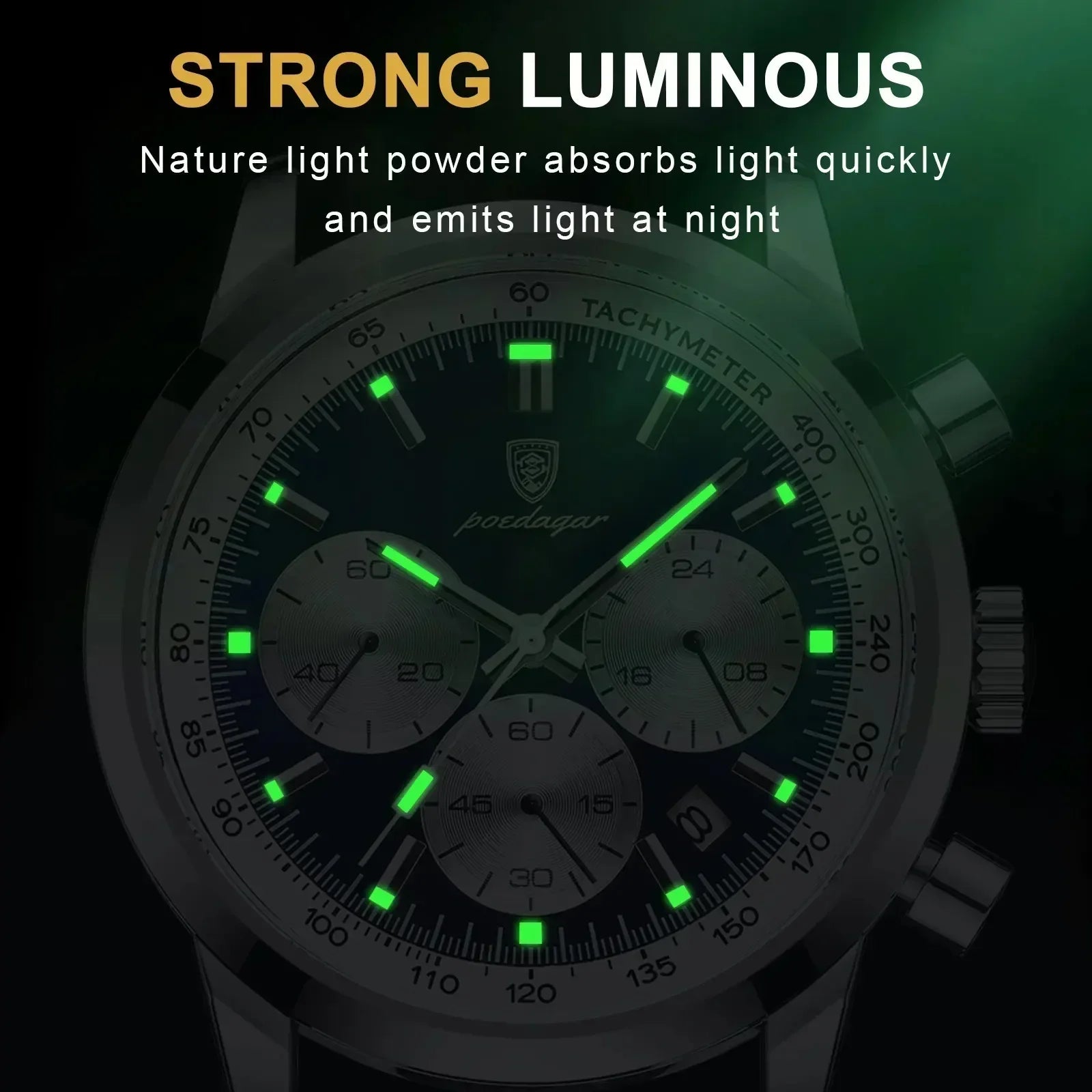 Men's Luxury Leather Strap Chronograph Watch – view 5