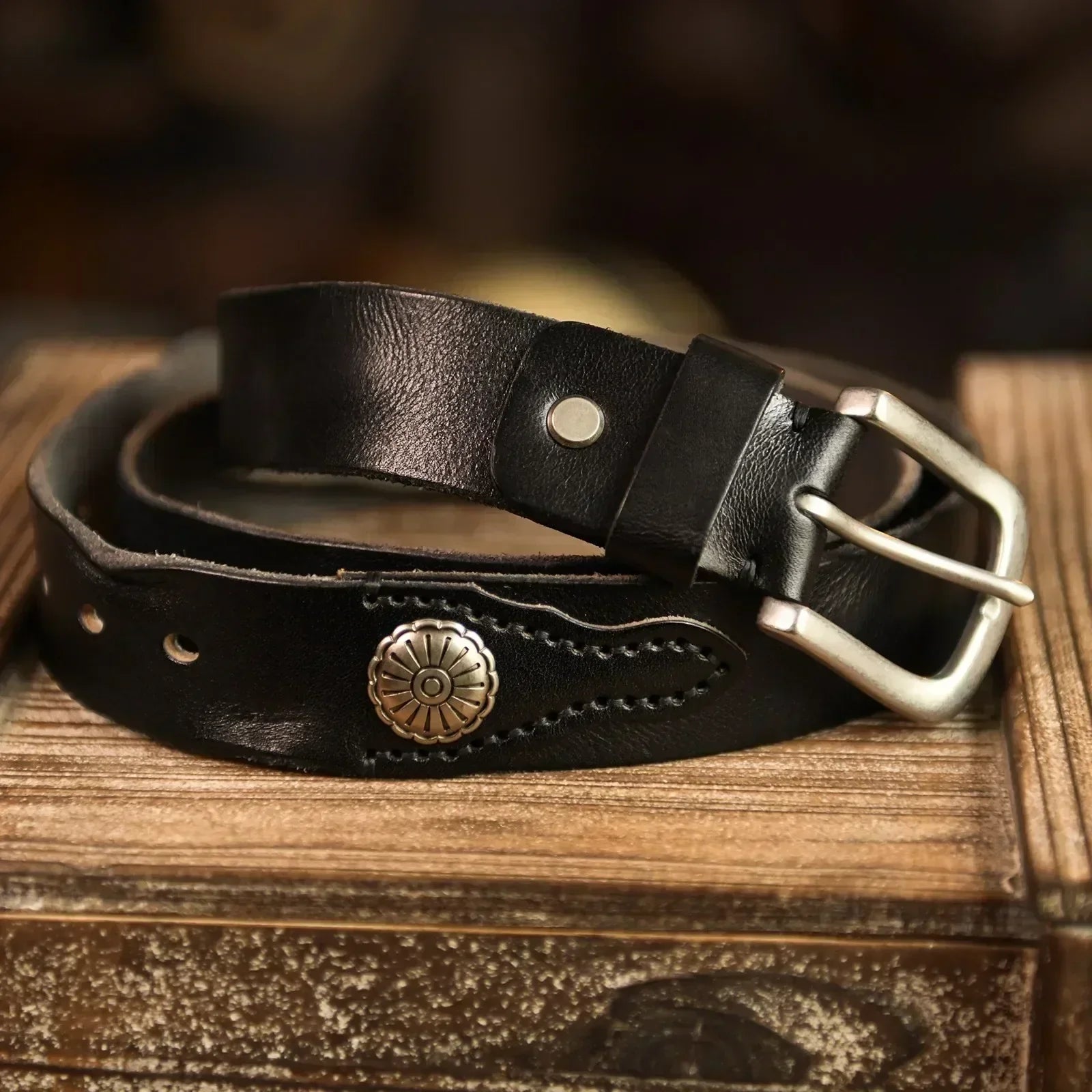 Men's Handcrafted Leather Western Belt – view 3