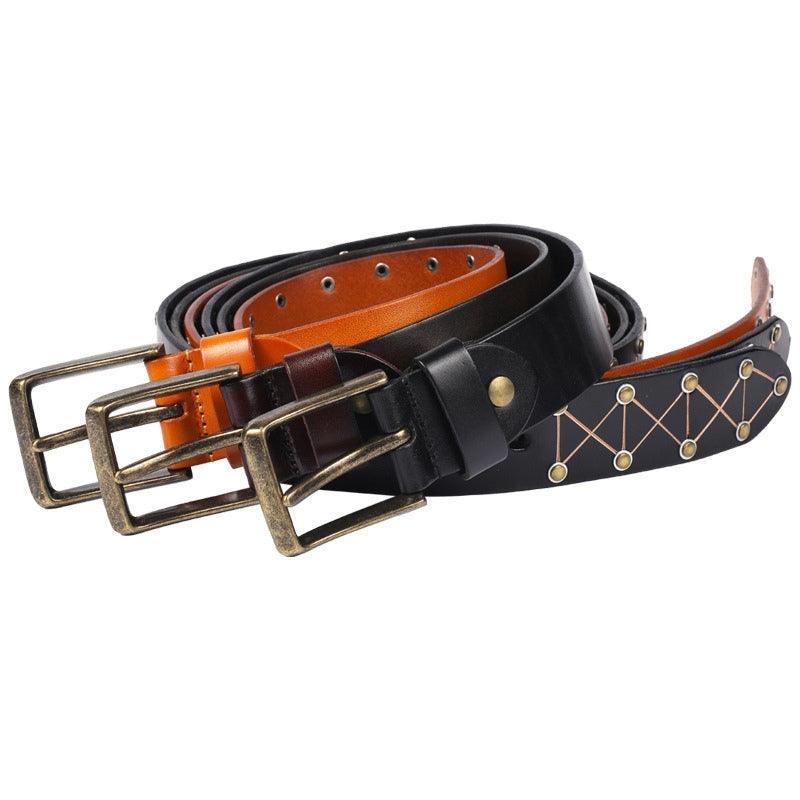 Jora Men's Textured Rivet Leather Belt – view 5