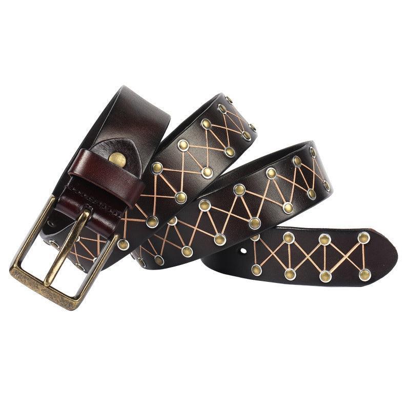 Jora Men's Textured Rivet Leather Belt – view 2