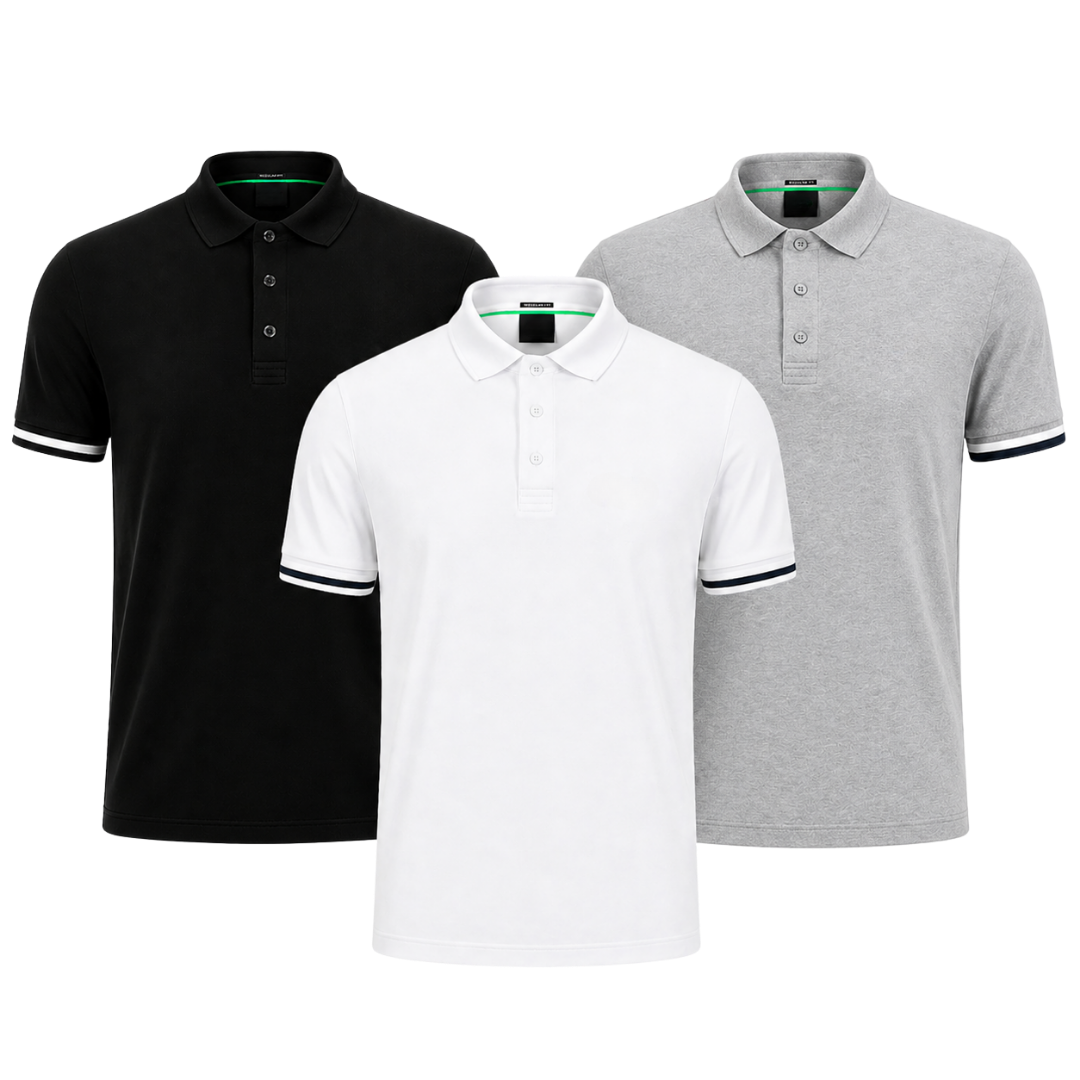 3er-Pack klassische Poloshirts – Ansicht 3