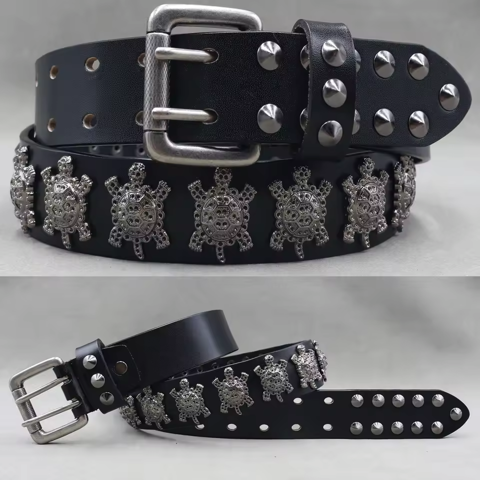 Men's Skull & Stud Genuine Leather Rivet Belt – view 10