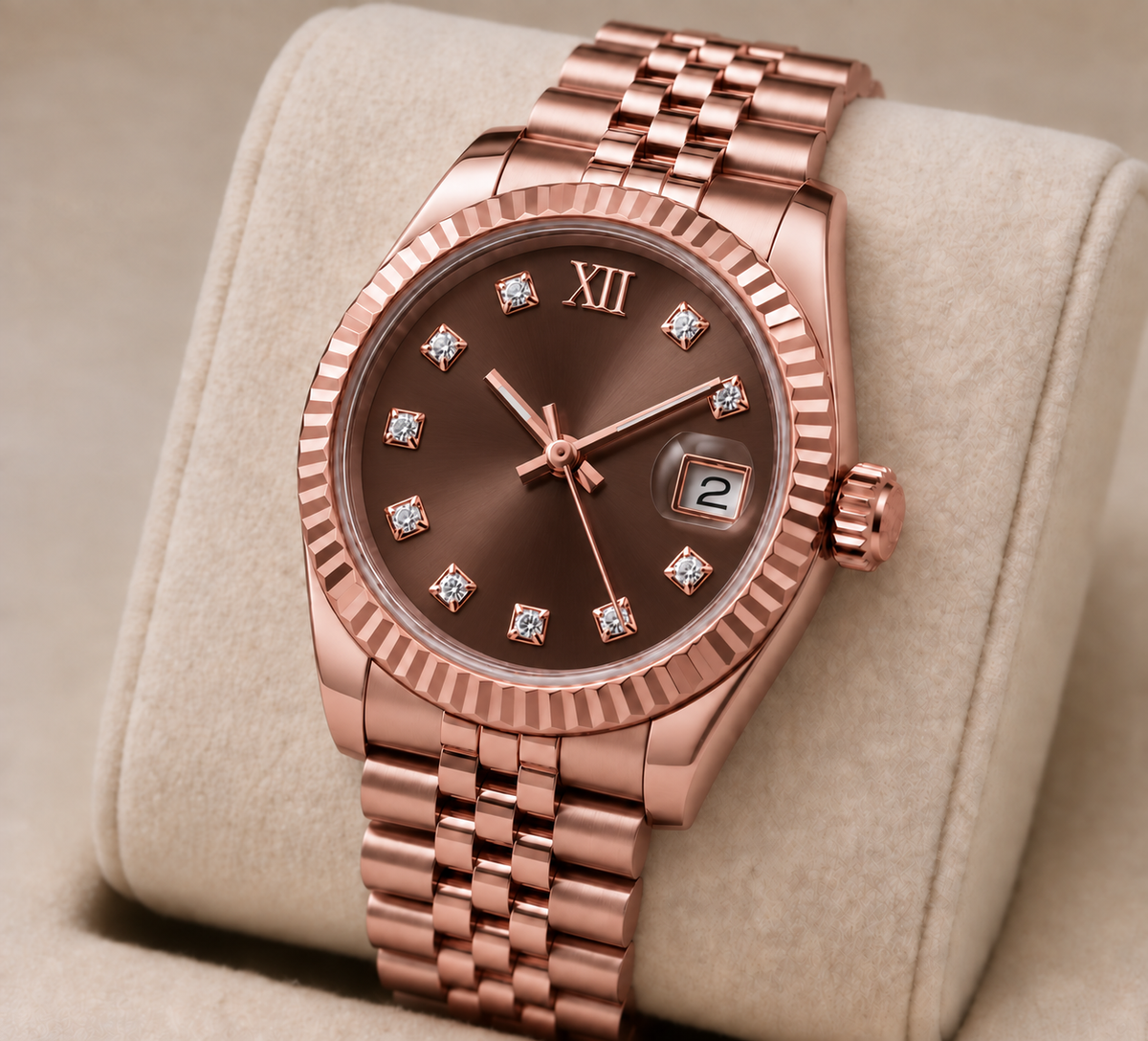Damen-Zweifarbige Gold-Datumsanzeige-Uhr 28mm