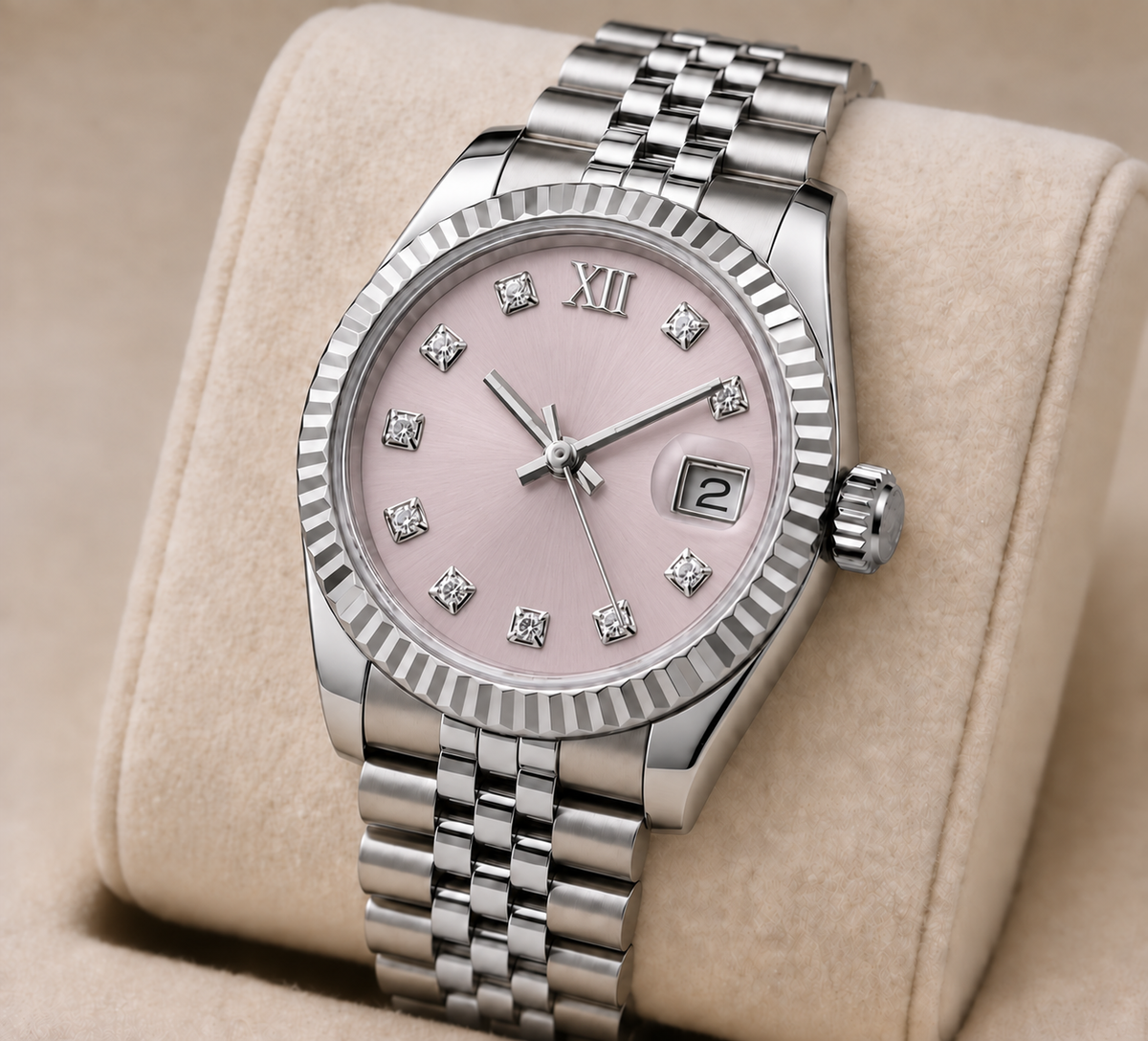 Damen-Zweifarbige Gold-Datumsanzeige-Uhr 28mm