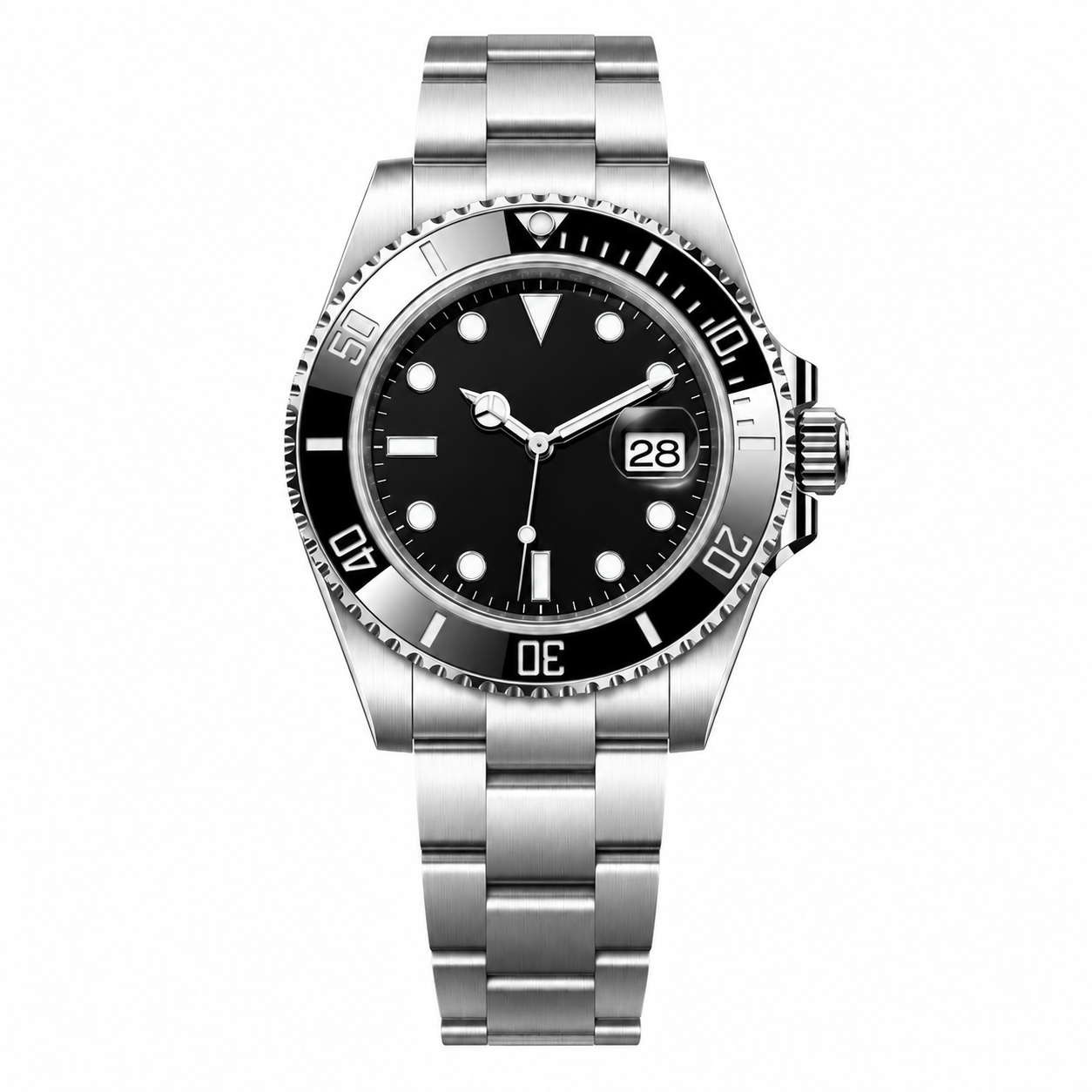 Men's Black Steel Automatic Diver Watch 41mm